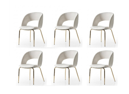 Stuhl-Set 6x Stuhl Beige Bequem Modern Stilvoll Weich Klassisch
