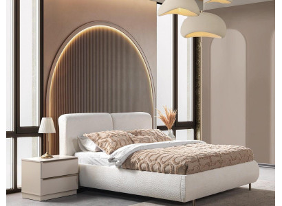 Bett 2x Nachttisch Schlafzimmer Stil modern Farbe weiß neu komfortabel
