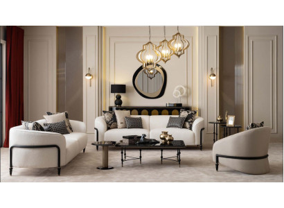 Luxuriöses Wohnzimmer-Set 3-Sitzer-Sofas Sessel Couchtisch Satztisch Sideboard