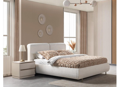 Bett 2x Nachttisch Schlafzimmer Stil modern Farbe weiß neu praktisch