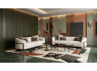 Luxuriöses Wohnzimmer-Set zwei 3-Sitzer-SofasCouchtisch Beistelltisch modern