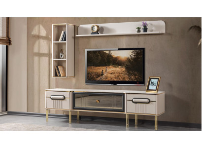 TV unit Stil modern Farbe weiß neu praktisch Wohnzimmer komfortabel
