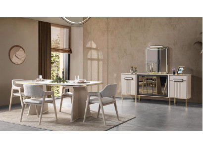 Esstisch 4x Stühle Kommode Esszimmer Stil modern Farbe weiß neu praktisch