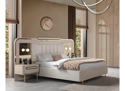 Bett 2x Nachttisch Schlafzimmer Stil modern Farbe weiß neu praktisch