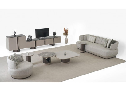 Sofagarnitur 3+1 Sitzer Luxusmöbel Designer TV Lowboard Couchtische