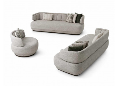 Wohnzimmer Grau Sofa Set 3+3+1 Sitzer Luxusmöbel Designer Komplettes