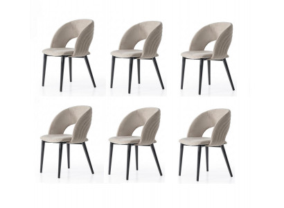 Stuhl-Set 6x Stuhl Beige Bequem Modern Stilvoll Weich Klassisch