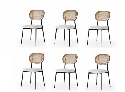 Stuhl-Set 6x Stuhl Weiß Bequem Modern Stilvoll Weich Klassisch