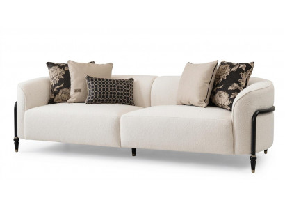 Beiges 3-Sitzer-Sofa Stoffsofa mit Metallgestell Designersofa modern