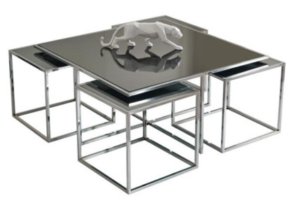 Couchtisch Luxus Modern Wohnzimmer Silber Neu Elegant Stilvoll Metall