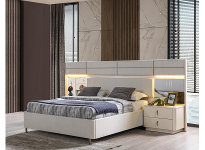 Bett 2x Nachttisch Schlafzimmer Stil modern Farbe weiß neu praktisch