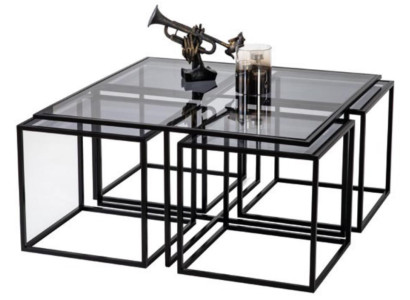 Exklusiv Modern Couchtisch Wohnzimmer Schwarz Stilvoll Metall Neu