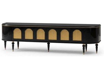 Schwarzer Fernsehschrank  Luxuriöse TV-Konsole TV-Kommode für das Wohnzimmer