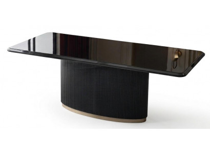Stilvoller schwarzer Esstisch rechteckiger Tisch glänzendes Design Esszimmer