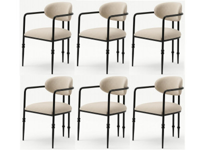 Beiges Stuhlset 6 Stühle Esszimmerstuhl mit weicher Polsterung Stühle