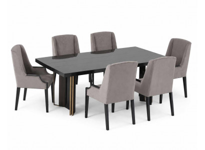 Esszimmer Set Esstisch Komplett 6x Stühle Holzmöbel Designer Luxuriöses