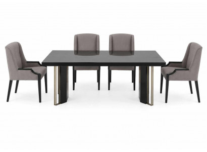 Designer Set Esstisch mit 4x Stühle Esszimmer Luxusmöbel Komplettes