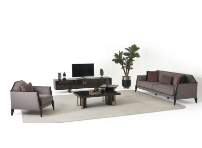 Wohnzimmer Set 3+1 Sitzer Designer TV Lowboard Komplettes Couchtisch