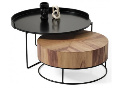 Modern Luxus Couchtische Wohnzimmer Schwarz Braun Holz Metall Neu