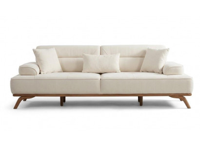 3-Sitzer sofa Textilien Weiß Modern Kissen Ergonomische Rückenlehne