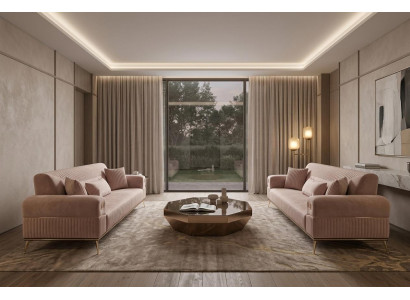 Sofa Set 2x 3 Sitzer Modern Rosa Luxus Polstermöbel Couch Wohnzimmer