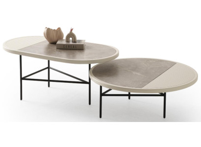 Elegant  Modern Couchtische Beige Rund Oval Stilvoll Luxus Neu Komfort
