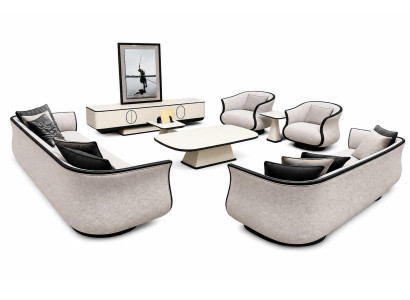 Designer Sofa Set 3+3+1+1 Sitzer Komplettes TV Lowboard Couchtisch