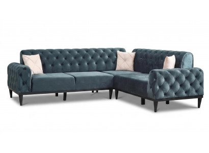 Ecksofa Chesterfield Blau Elegant L Form Couch Wohnlandschaft Design