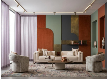 Luxuriöses Wohnzimmer-Set 4+1+1-Sitzer Couchtisch Beistelltisch Polstermöbel