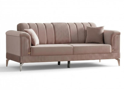 Sofa Modern Rosa Elegant Dreisitzer Polstersofa Couch Design Sofa