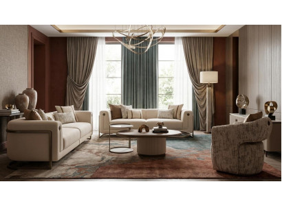 Luxuriöses Wohnzimmer-Set 3+3+1-Sitzer Couchtisch Beistelltisch moderne Sofas