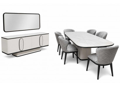 Komplettes Esstisch mit 6x Stühle Esszimmer Sideboard mit Spiegel