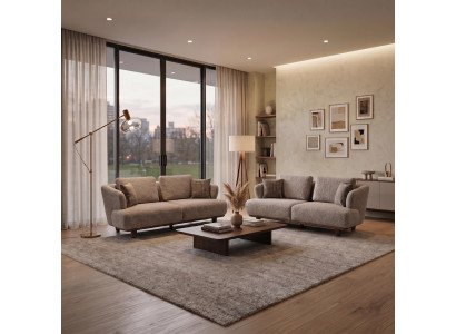 Sofa Set 2x 3 Sitzer Modern Grau Elegant Polstersofa Couch Garnitur