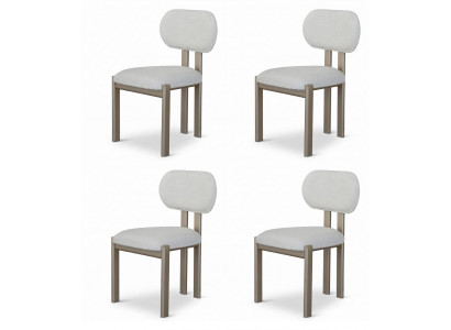 4X Stuhl Weiß Braun Moderner Stil Komfortabel Minimalistisch Schlicht