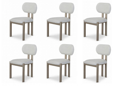 6X Stuhl Weiß Braun Moderner Stil Komfortabel Minimalistisch Schlicht