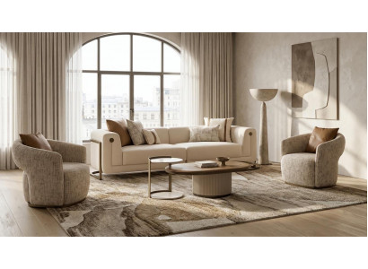 Stilvolles Wohnzimmer-Set 3 + 1 + 1-Sitzer Couchtisch Beistelltisch Sofas