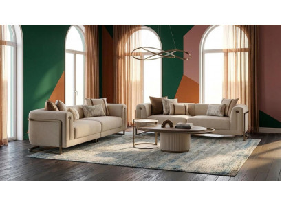 Luxuriöses Wohnzimmer-Set 2 x 3-Sitzer-Sofas Couchtisch Beistelltisch modern