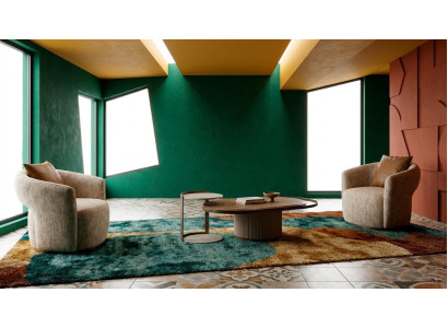 Elegantes Wohnzimmer-Set zwei Sessel Couchtisch Beistelltisch Polstermöbel