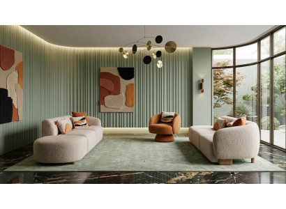 Luxuriöses Wohnzimmer-Set 4+4+1-Sitzer-Sofas Beigefarbene Sofa Sessel