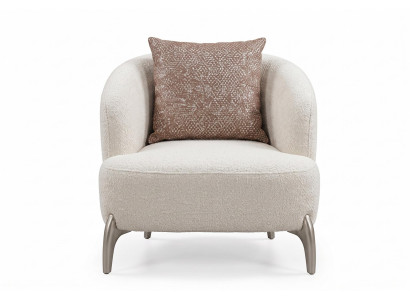 Sessel Modern Weiß Edel Boucle Design Armlehnensessel Relaxsessel Neu