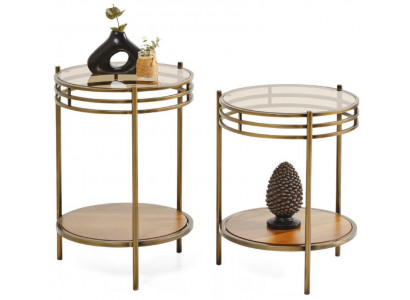 Modern Couchtische Beistelltische Wohnzimmer Gold Metall Rund Glas