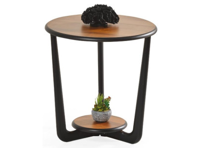 Couchtisch Rund Schwarz Braun Holz Modern Beistelltisch Luxus Neu