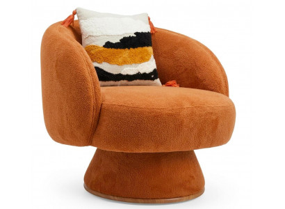 Orangefarbener Stoffsessel Weicher Designersessel Polstermöbel Modern