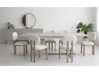 Esszimmer Set Esstisch 6x Stühle Konsole Spiegel Moderner Stil Braun