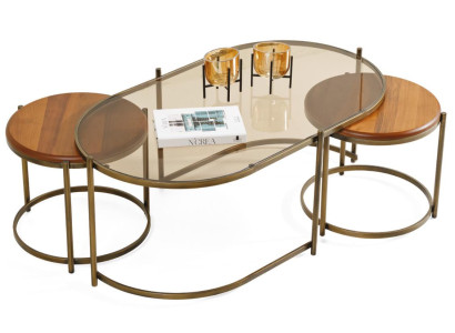 Modern Couchtisch Wohnzimmer Luxus Lounge Glas Exklusiv Komfort Holz