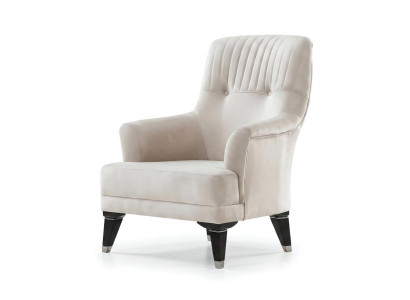 Sessel Modern Beige Edel Samt Polstersessel Bequem Designer Bequemer
