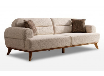 Sofa 3 Sitzer Modern Beige Bequem Boucle Stoff Skandi Design Polster
