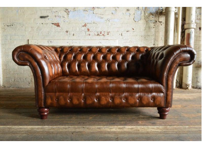 Chesterfield Ledersofa Couch Polster designer 2 Sitzer Textil Sofas Couchen Neu