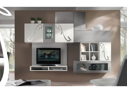 rtv Wohnwand Vitrine Sideboard Schrank Wand Moderne tv Holz Garnitur Set Möbel