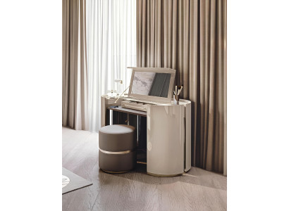 Schminktisch mit Spiegel + Pouffe Schlafzimmer Möbel Design Nachttisch Bizzotto